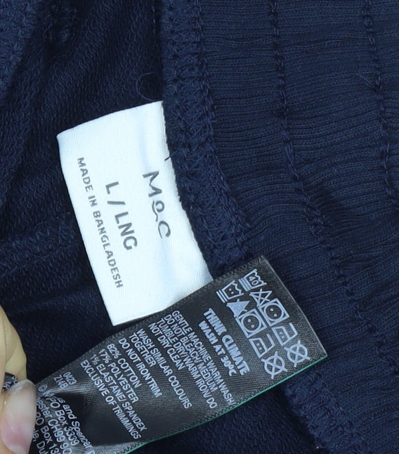 Marks and Spencer Men's Blue L Long Jogger Sweatpants Drawstring Zip Pocket