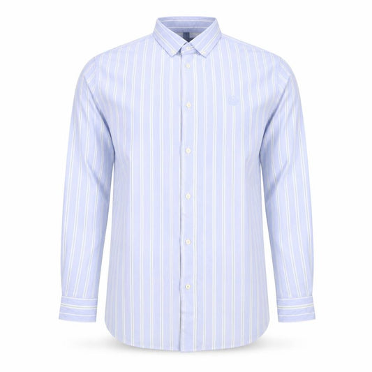 Marks and Spencer Men Blue XL Striped Cotton Button-Down Long Sleeve Shirt