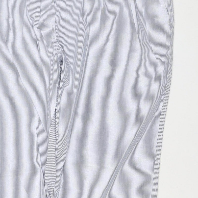 Marks & Spencer Women’s Blue Stripe Size 18 Regular Chino Trousers