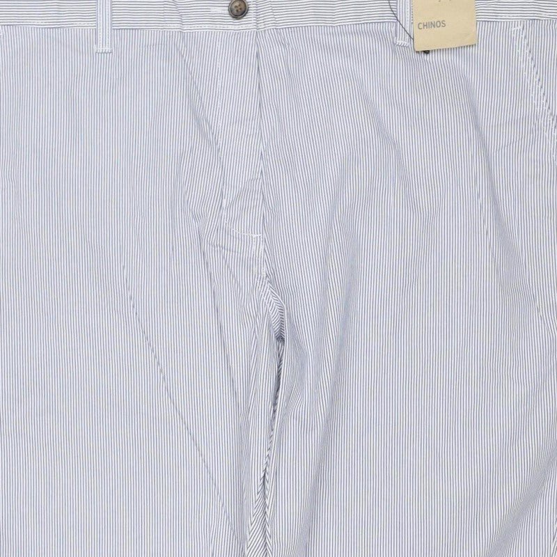 Marks & Spencer Women’s Blue Stripe Size 18 Regular Chino Trousers