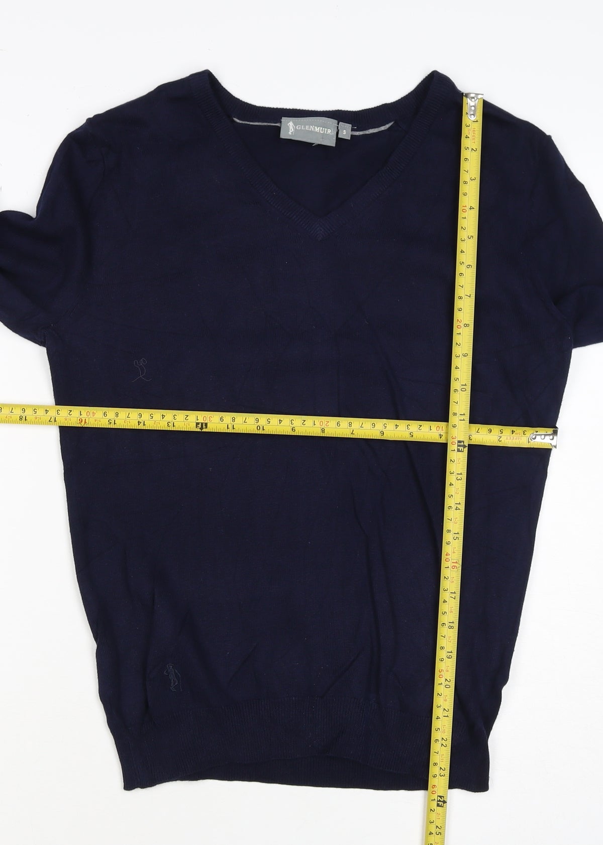 Glenmuir Men's Navy Cotton V-Neck Pullover Jumper Size S Golf Classic