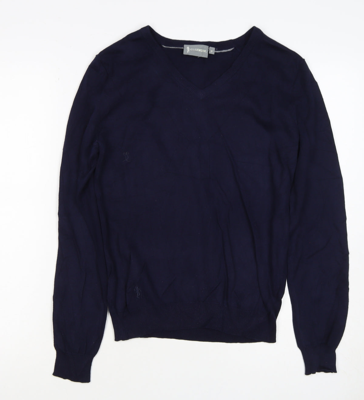 Glenmuir Men's Navy Cotton V-Neck Pullover Jumper Size S Golf Classic