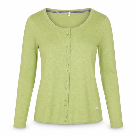 White Stuff Women Green UK 12 Linen Cotton Button Cardigan