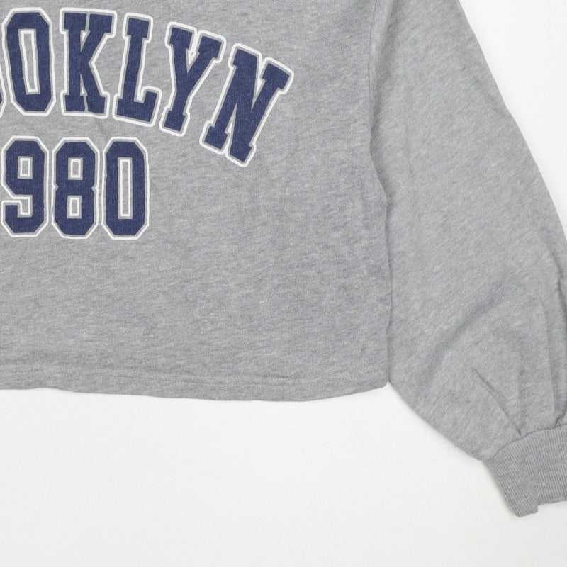 Zara Women Grey UK 8 Pullover Sweatshirt Brooklyn 1980 Graphic