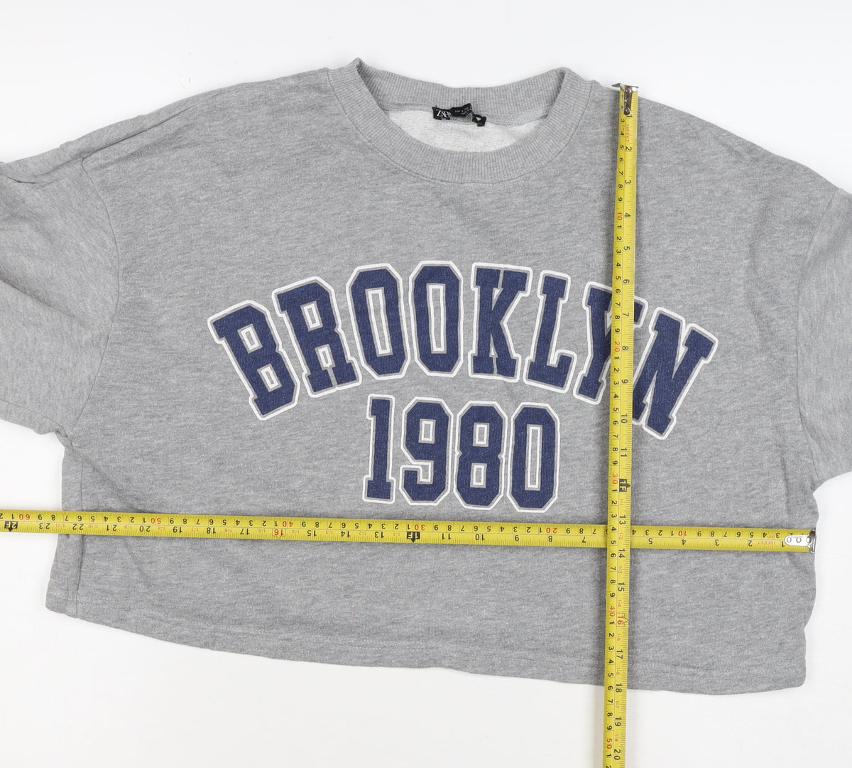 Zara Women Grey UK 8 Pullover Sweatshirt Brooklyn 1980 Graphic