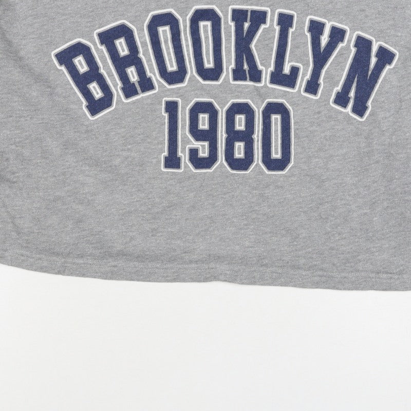 Zara Women Grey UK 8 Pullover Sweatshirt Brooklyn 1980 Graphic