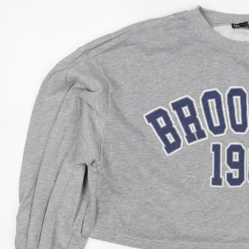 Zara Women Grey UK 8 Pullover Sweatshirt Brooklyn 1980 Graphic