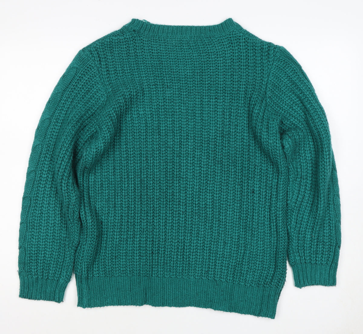 Damart Women Green UK 20 Cable Knit Crew Neck Chunky Pullover Jumper