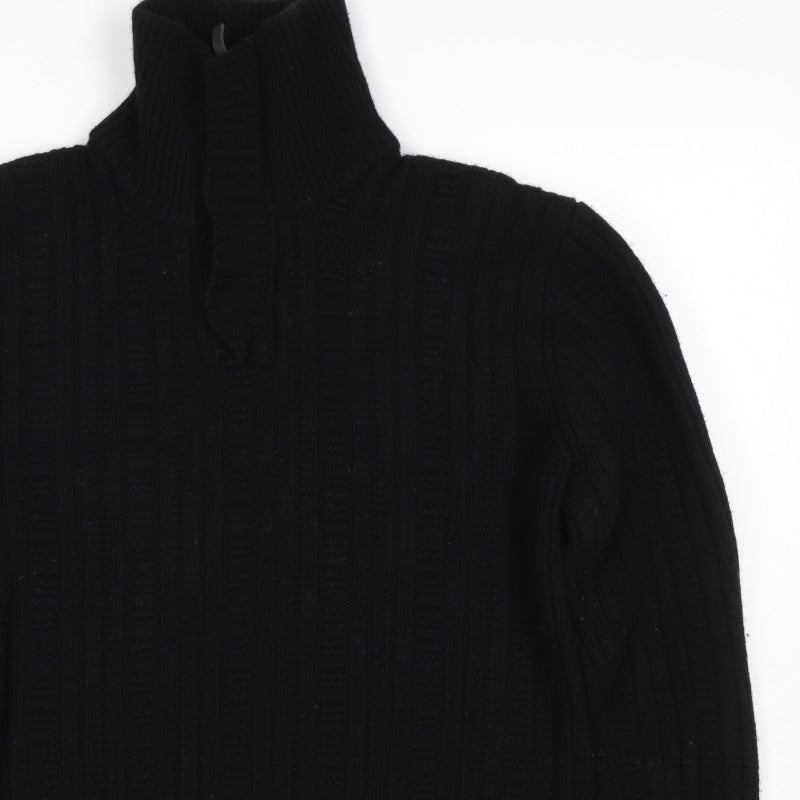 Rocha John Rocha Men’s Black XL Cable Knit 1/4 Zip Wool Jumper