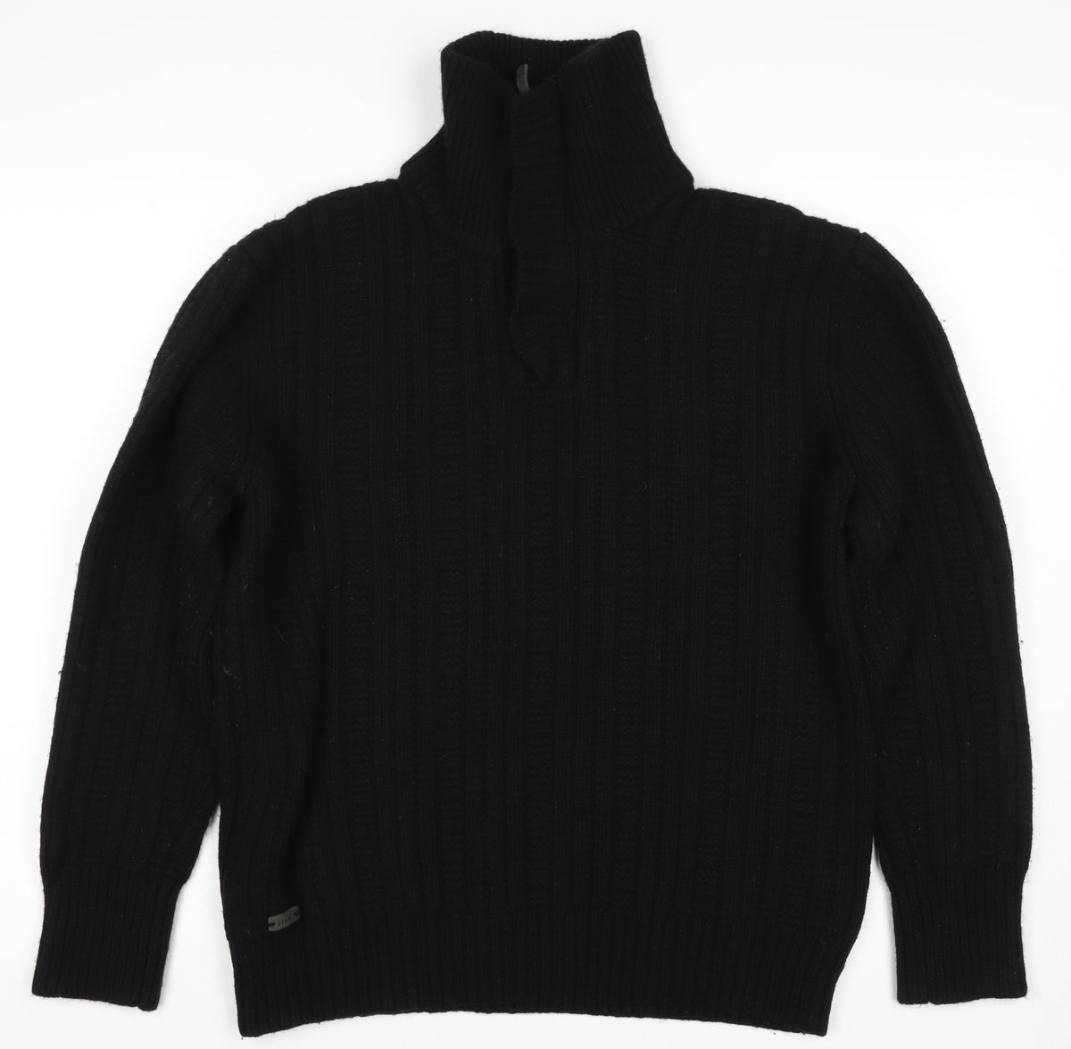 Rocha John Rocha Men’s Black XL Cable Knit 1/4 Zip Wool Jumper