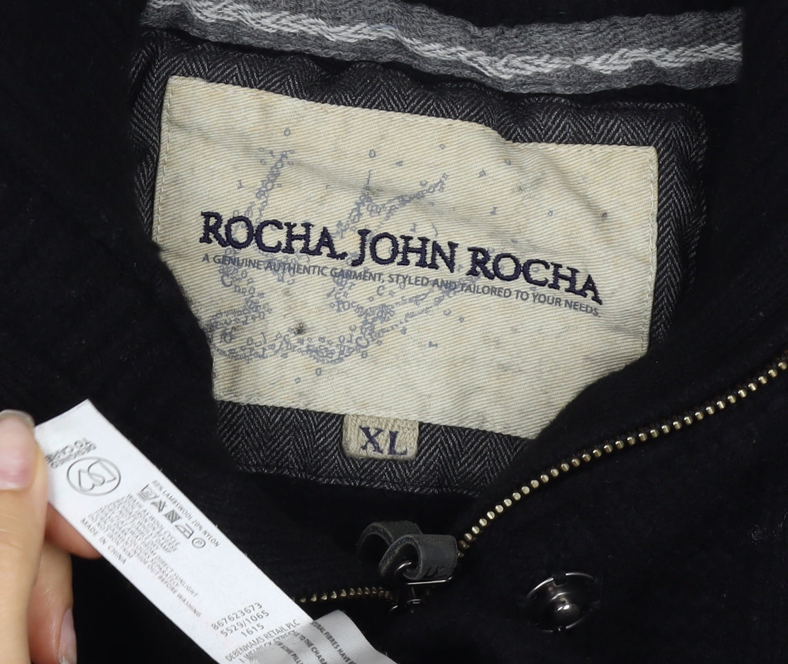 Rocha John Rocha Men’s Black XL Cable Knit 1/4 Zip Wool Jumper