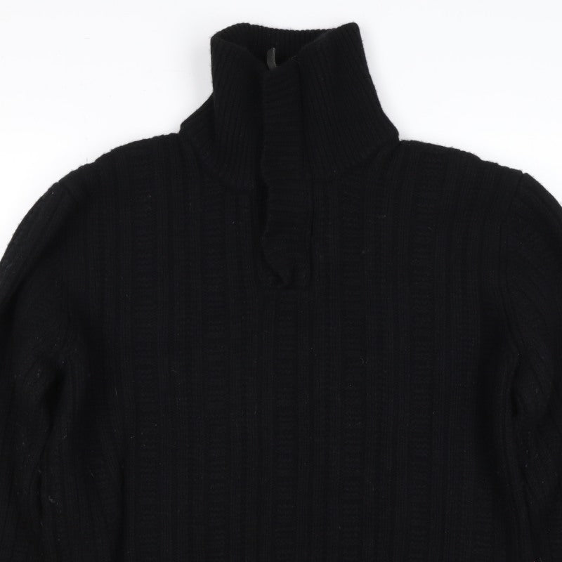 Rocha John Rocha Men’s Black XL Cable Knit 1/4 Zip Wool Jumper