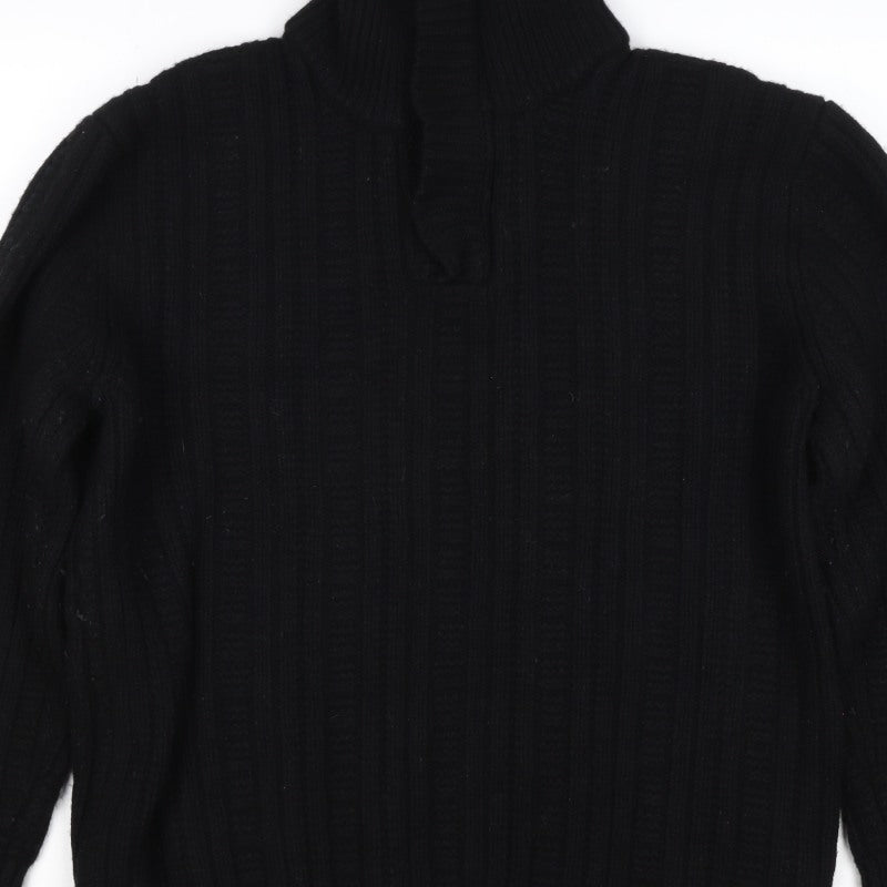 Rocha John Rocha Men’s Black XL Cable Knit 1/4 Zip Wool Jumper