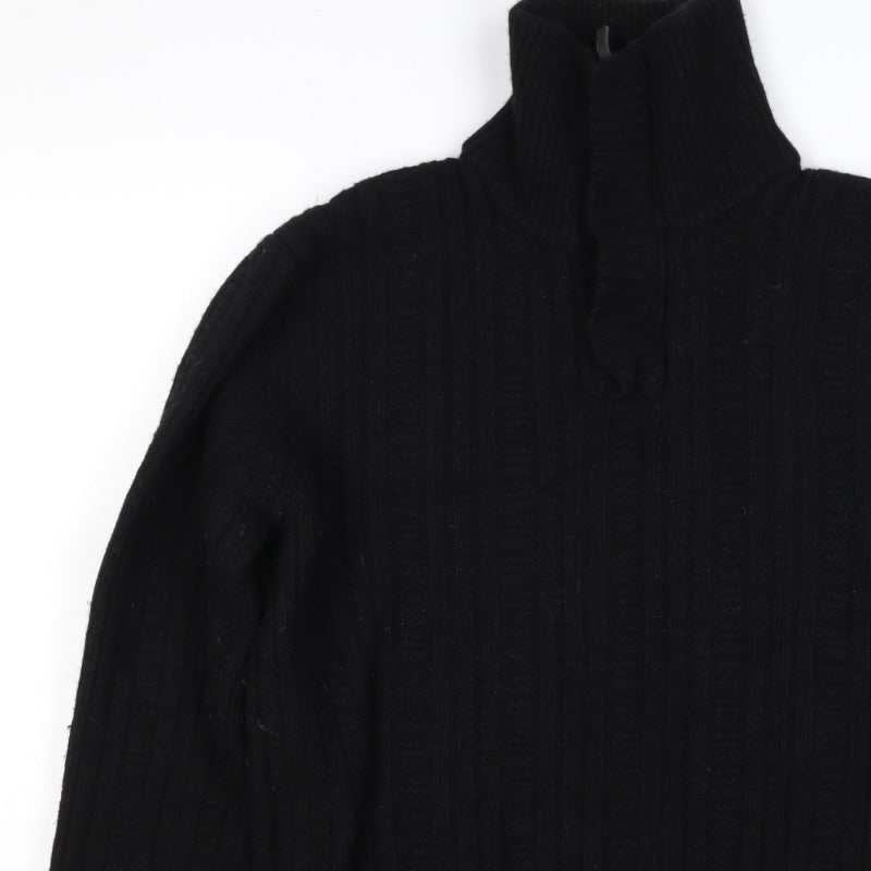 Rocha John Rocha Men’s Black XL Cable Knit 1/4 Zip Wool Jumper