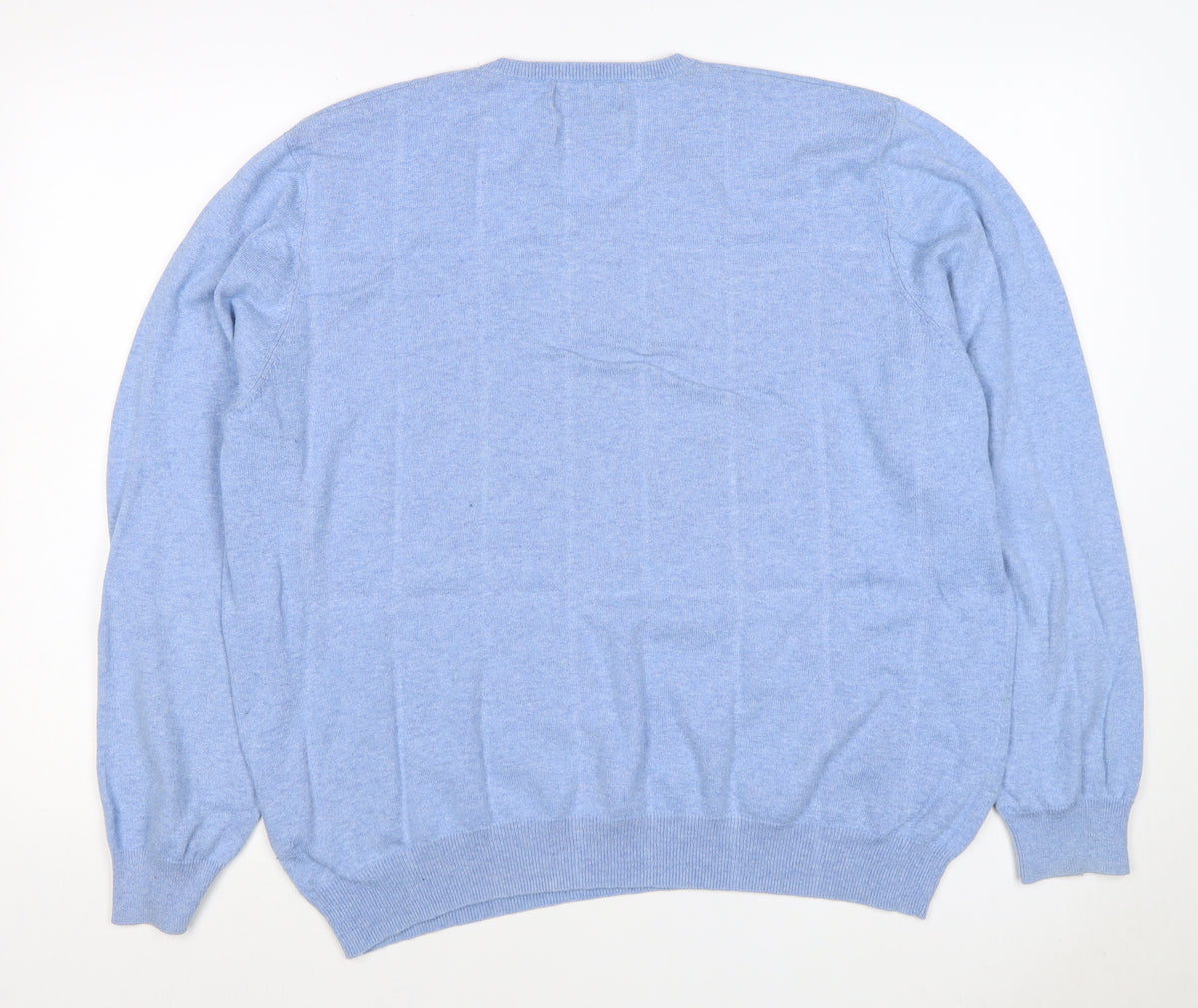 Marks and Spencer Men's Blue XL Cashmere Cotton V-Neck Pullover