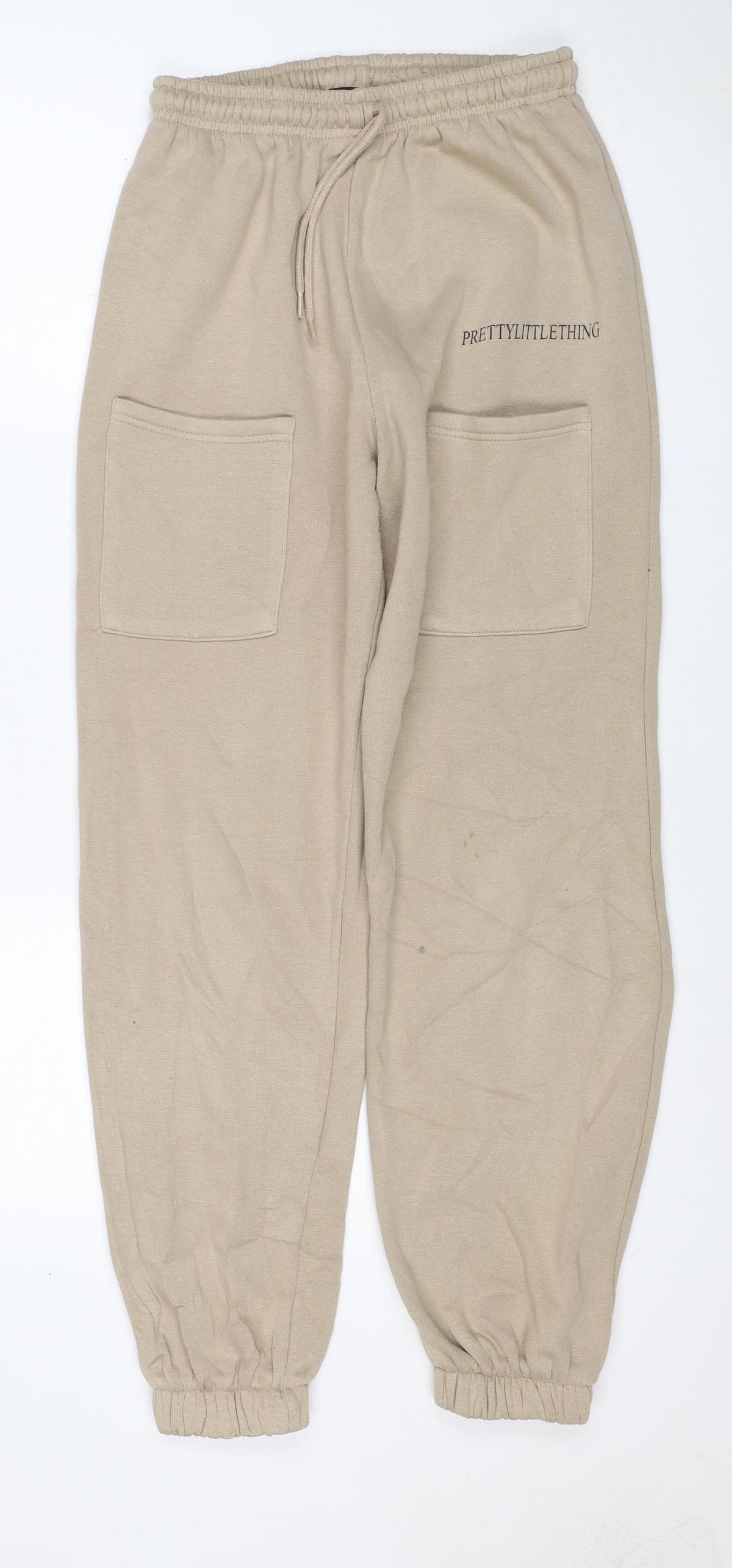 PrettyLittleThing Women Beige S Jogger Sweatpants Drawstring Pockets