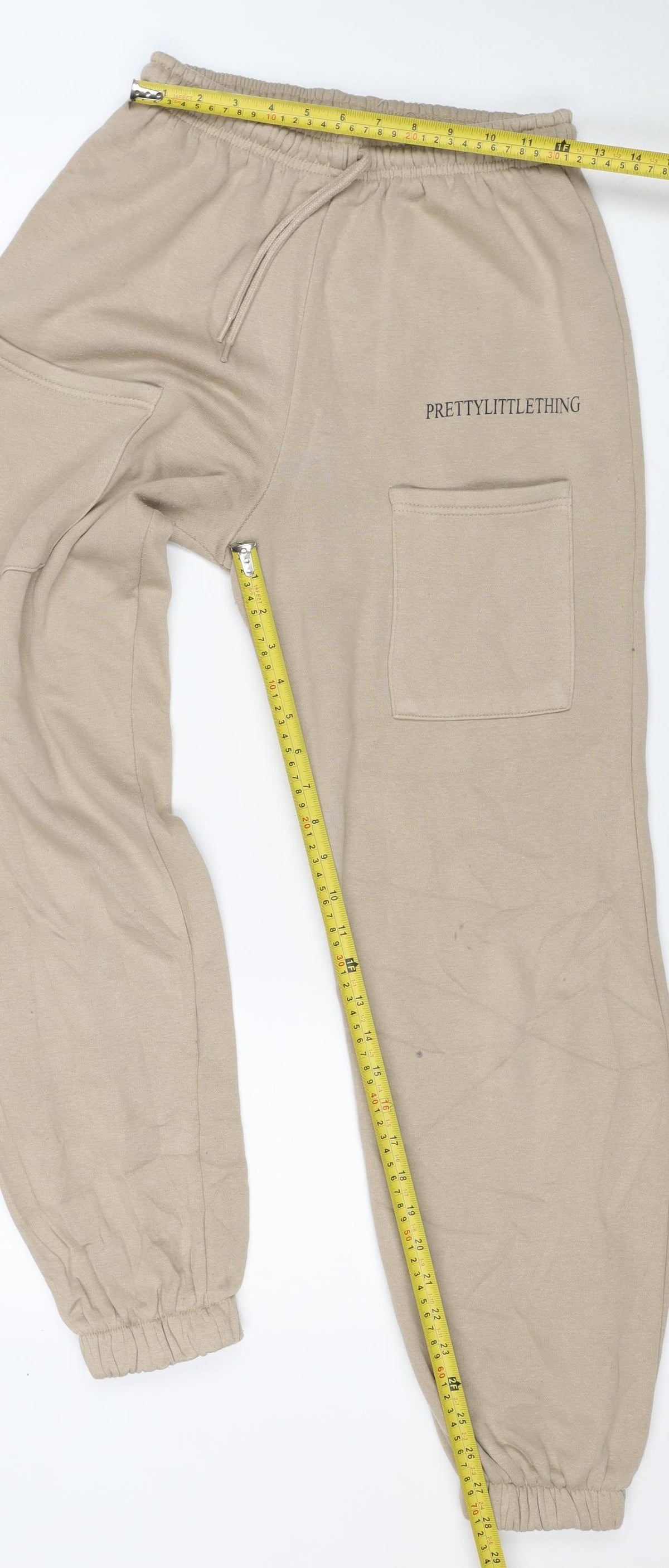 PrettyLittleThing Women Beige S Jogger Sweatpants Drawstring Pockets