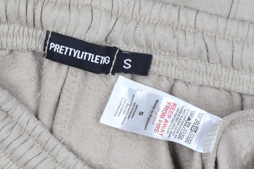 PrettyLittleThing Women Beige S Jogger Sweatpants Drawstring Pockets