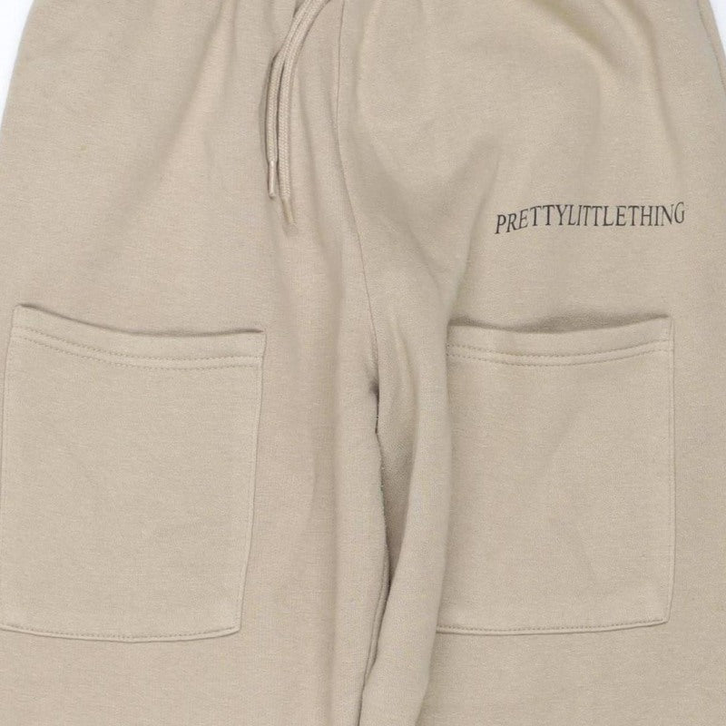 PrettyLittleThing Women Beige S Jogger Sweatpants Drawstring Pockets