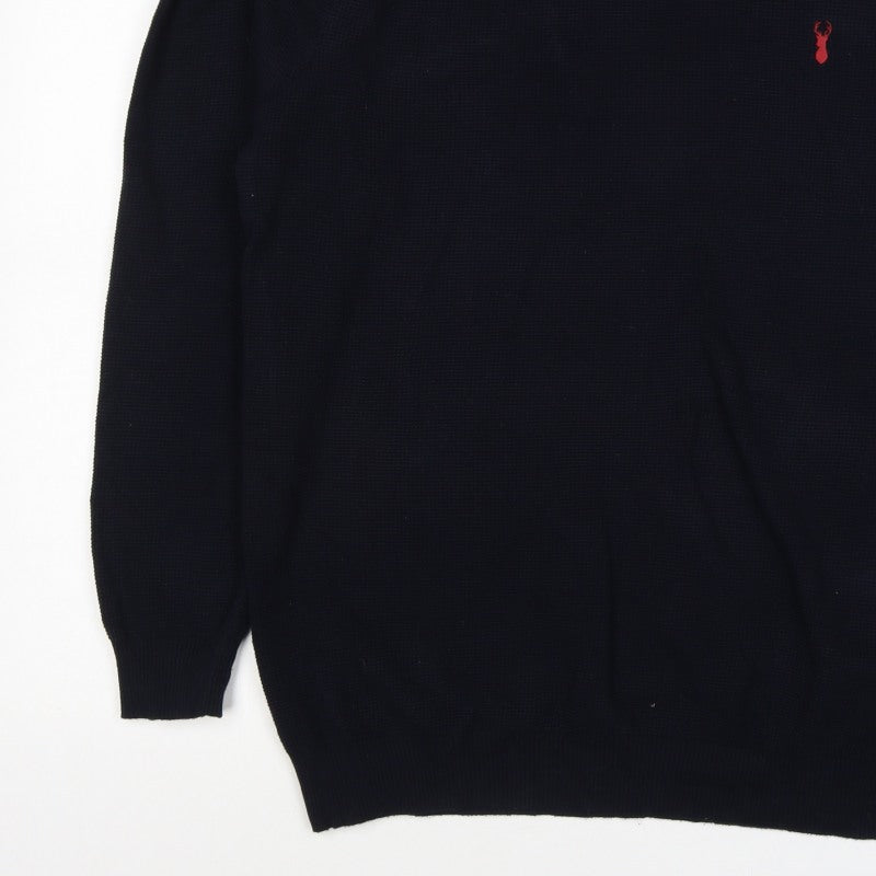 Next Teens Navy 3XL Cotton Knit Mock Shirt Collar Pullover Jumper