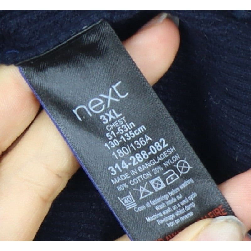 Next Teens Navy 3XL Cotton Knit Mock Shirt Collar Pullover Jumper