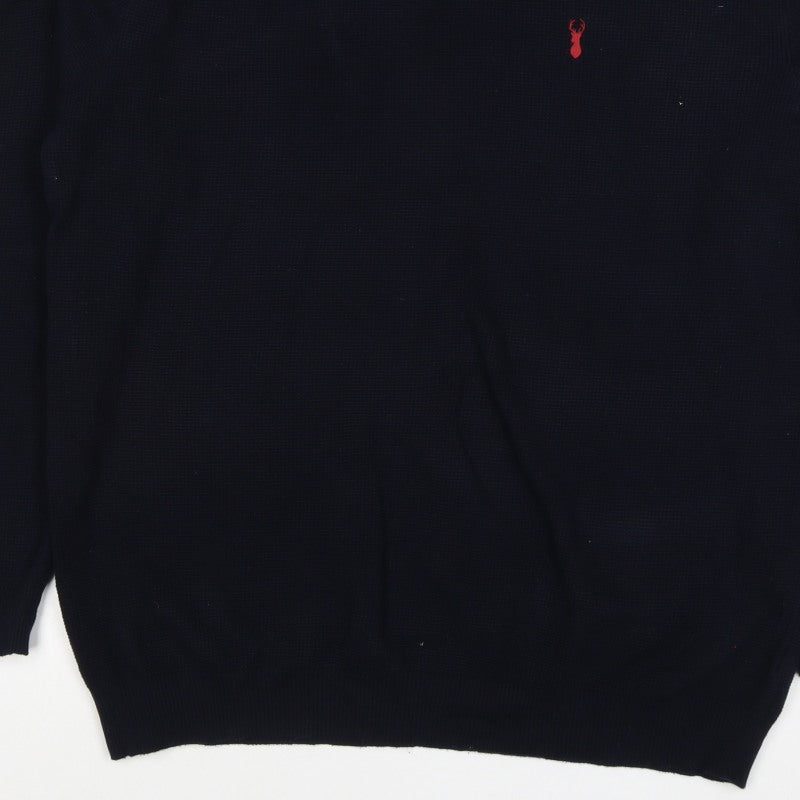 Next Teens Navy 3XL Cotton Knit Mock Shirt Collar Pullover Jumper