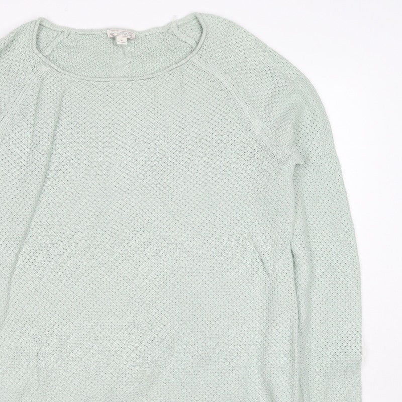 Gap Women Green M Open Knit Scoop Neck Raglan Pullover Jumper