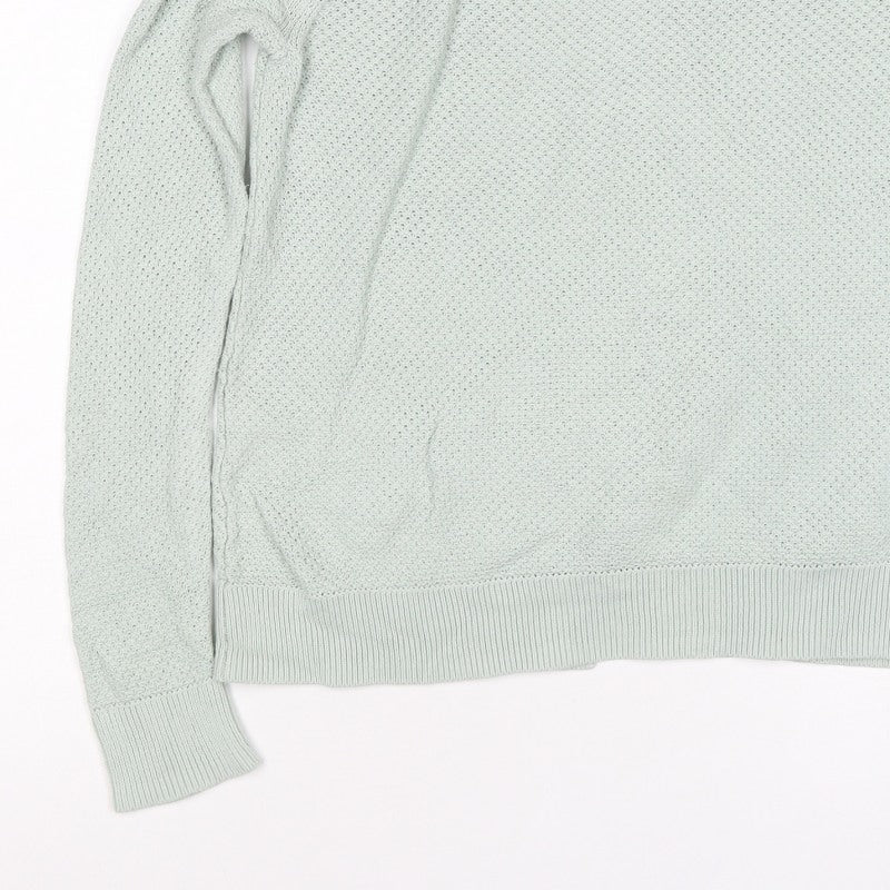 Gap Women Green M Open Knit Scoop Neck Raglan Pullover Jumper