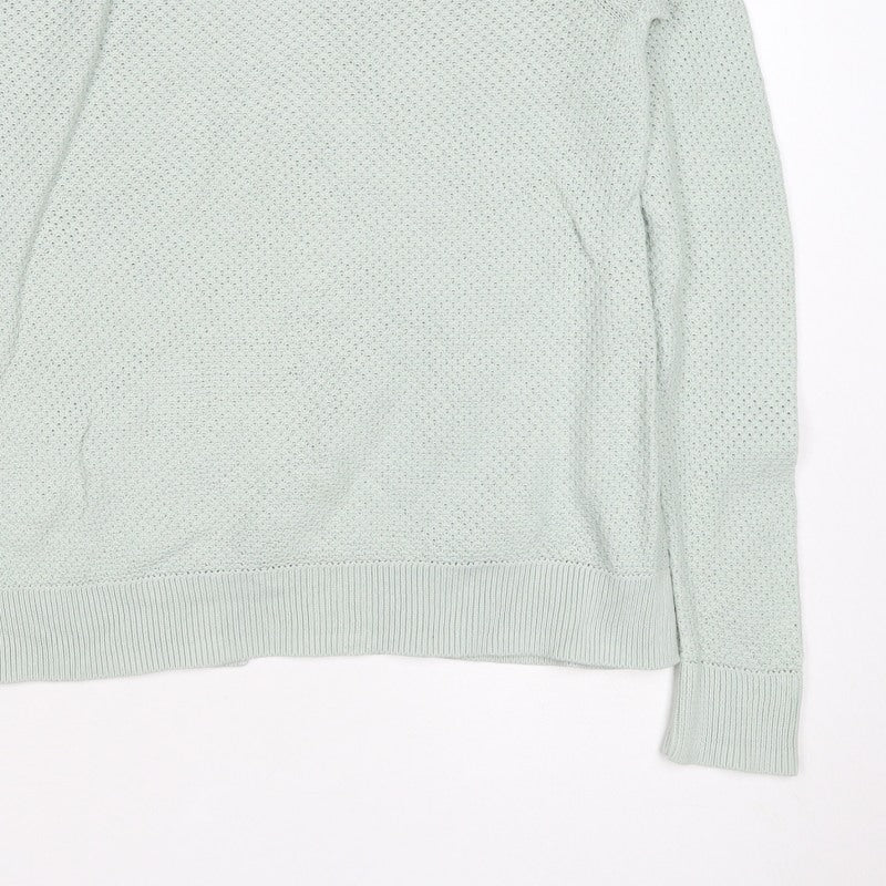Gap Women Green M Open Knit Scoop Neck Raglan Pullover Jumper
