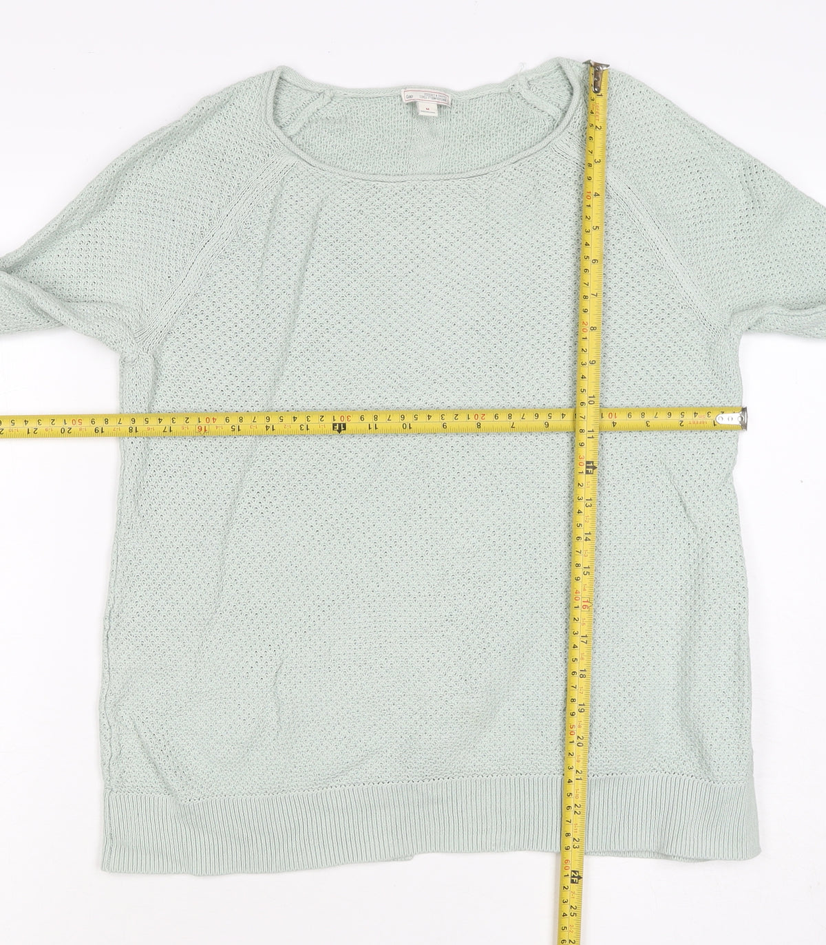 Gap Women Green M Open Knit Scoop Neck Raglan Pullover Jumper