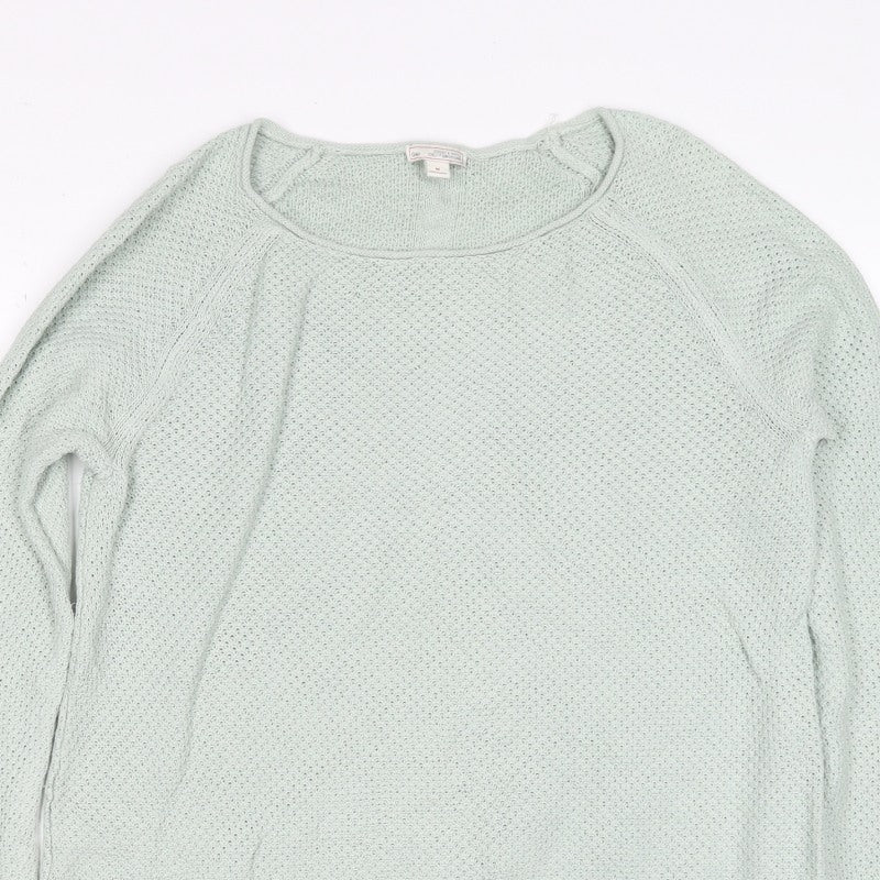 Gap Women Green M Open Knit Scoop Neck Raglan Pullover Jumper