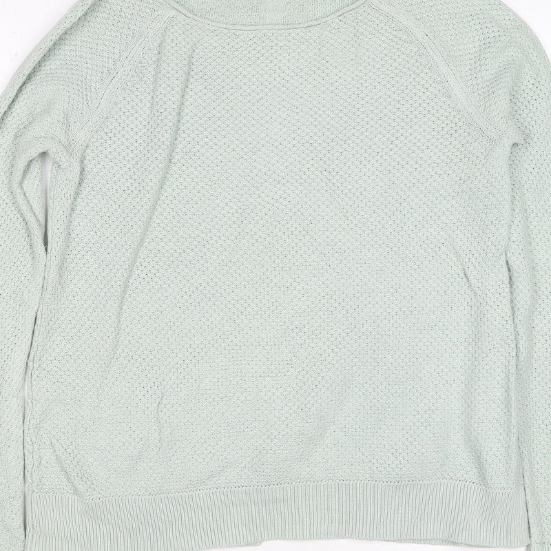 Gap Women Green M Open Knit Scoop Neck Raglan Pullover Jumper