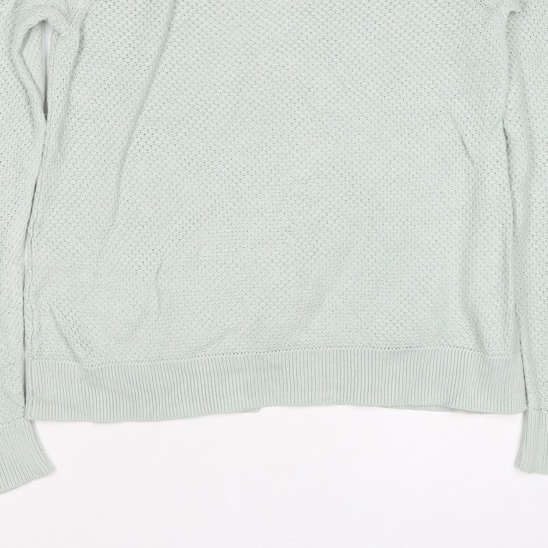Gap Women Green M Open Knit Scoop Neck Raglan Pullover Jumper