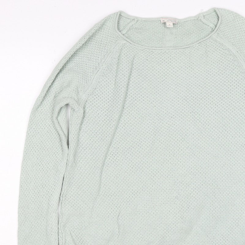 Gap Women Green M Open Knit Scoop Neck Raglan Pullover Jumper
