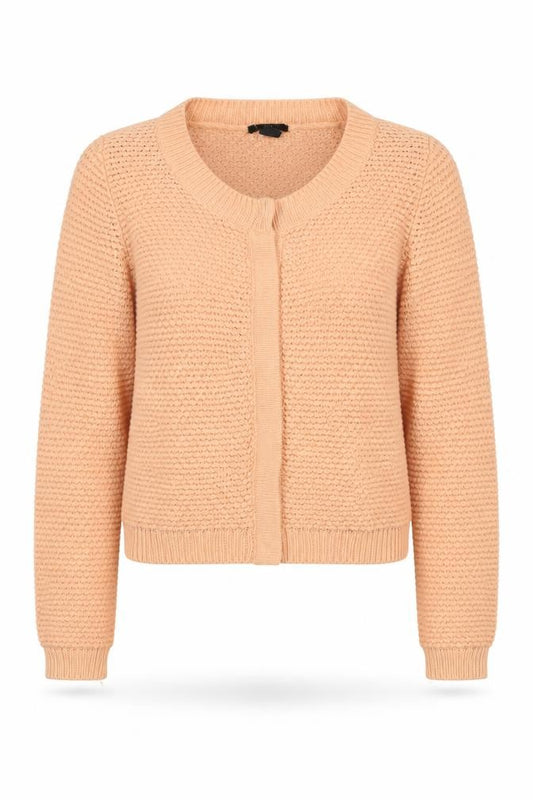 H&M Women Orange Chunky Knit Open Cardigan V-Neck Size L