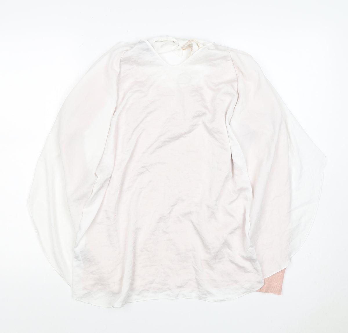 Next Women Pink & White UK 12 Pullover Cape Bow Long Sleeve Jumper