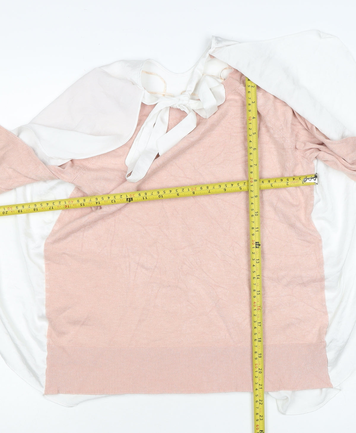 Next Women Pink & White UK 12 Pullover Cape Bow Long Sleeve Jumper