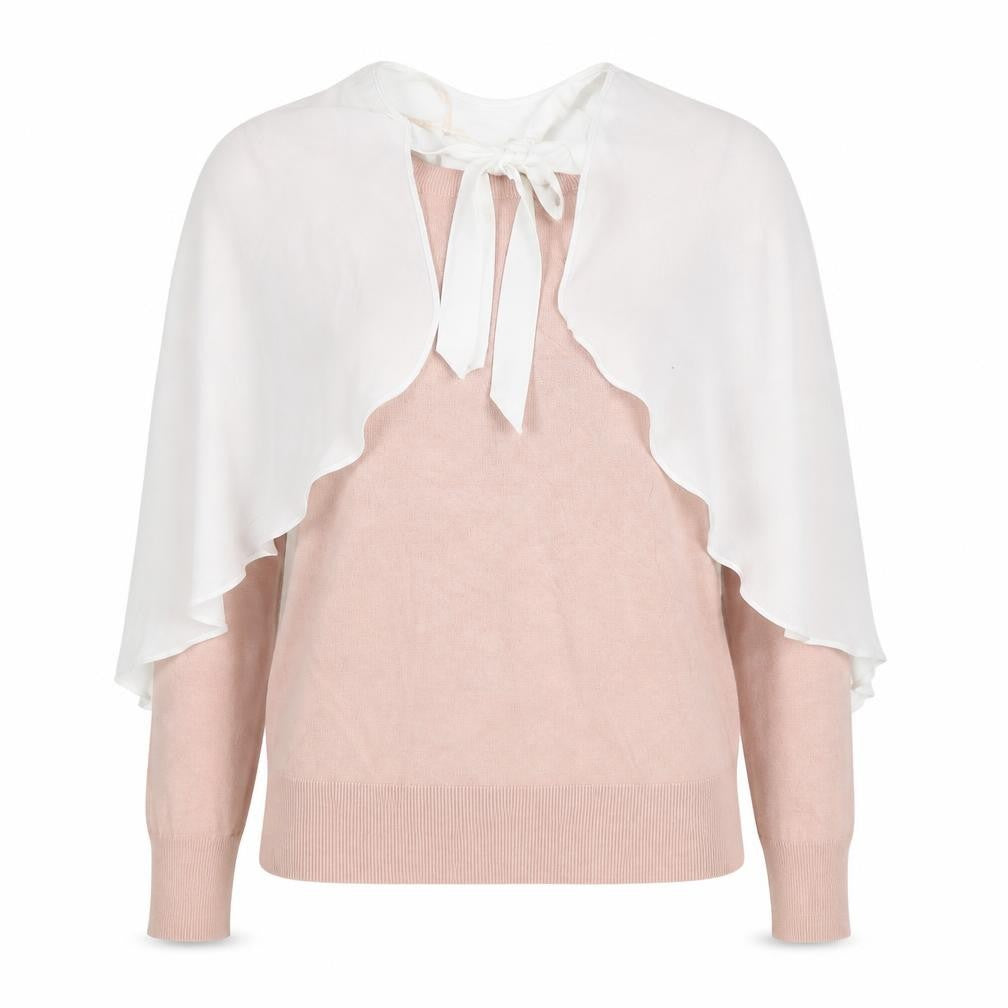 Next Women Pink & White UK 12 Pullover Cape Bow Long Sleeve Jumper
