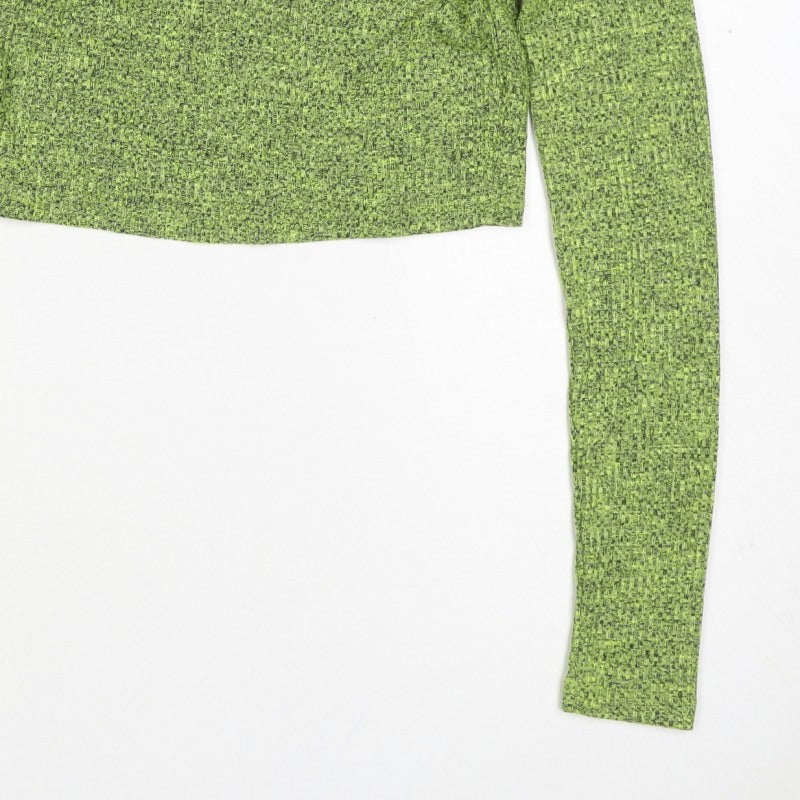 River Island Women Green Marl V-Neck Knit Pullover Jumper Size 10