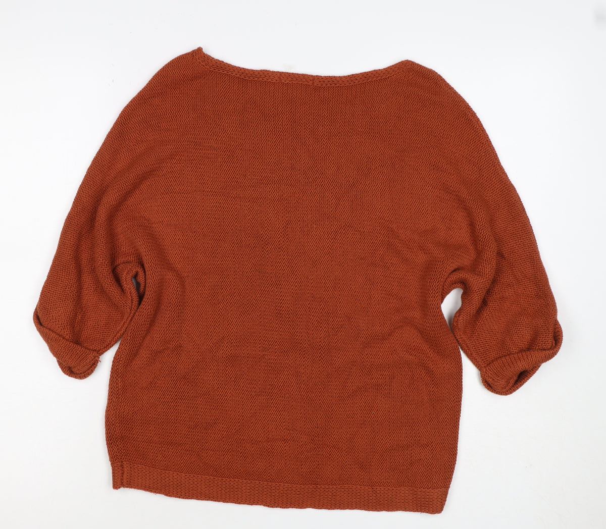 BASIC Women Orange XS Puff Sleeve Cotton Blend Knit Jumper