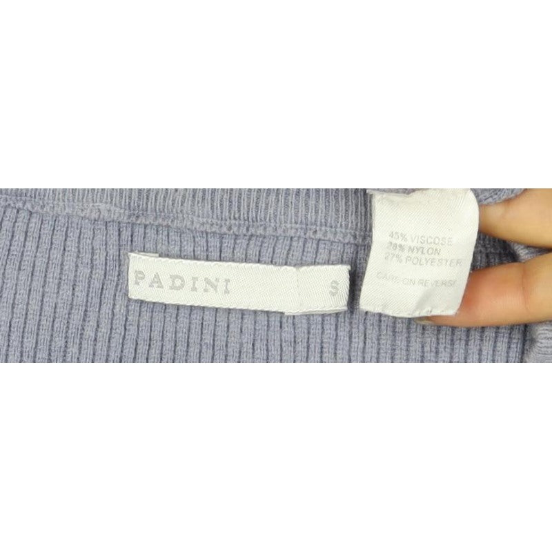 Padini Women's Purple S Ribbed Crew Neck Long Sleeve Pullover Jumper