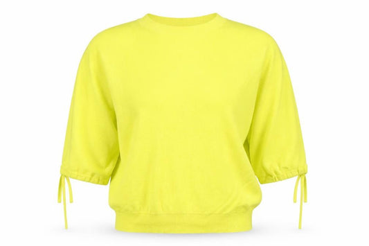 Mint Velvet Women’s Yellow M Cashmere Blend Mock Neck 3/4 Sleeve Jumper
