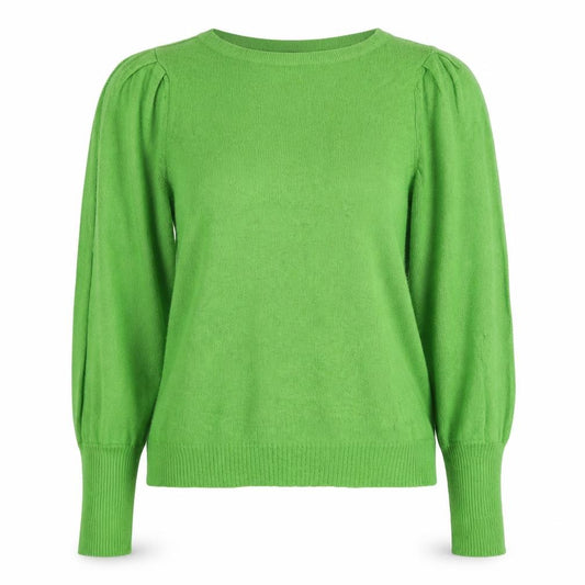 Marks & Spencer Women Green UK 8 Linen Blend Puff Sleeve Jumper