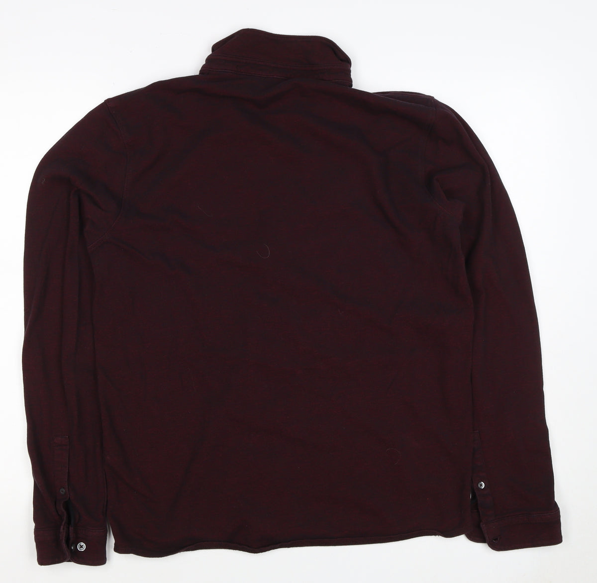 Next Men Red L Stretch Cotton Button-Up Long Sleeve Shirt