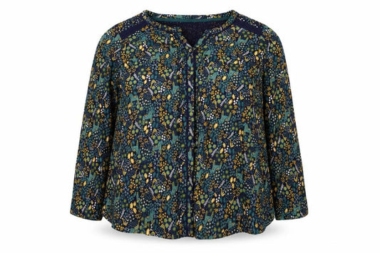 Faithful & True Women Navy Floral Deer Rayon Tunic Blouse UK 22