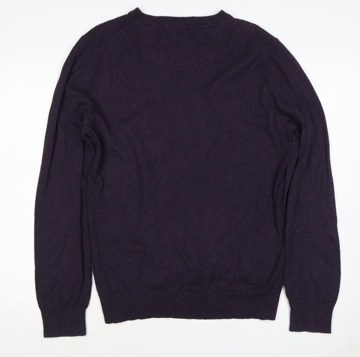 FatFace Men’s Purple Ramie Cotton V-Neck Pullover Jumper L Logo