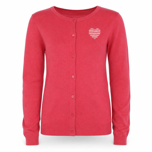 Mantaray Teens Pink Size 8 Heart Stripe V-Neck Button Knit Cardigan