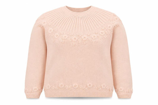 The Only Clothes Co Women’s Pink Floral Embroidered Knit Jumper UK 8