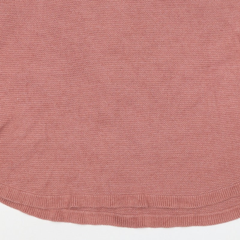 Fat Face Women’s Pink UK 14 Side Button Crew Neck Knit Pullover Jumper