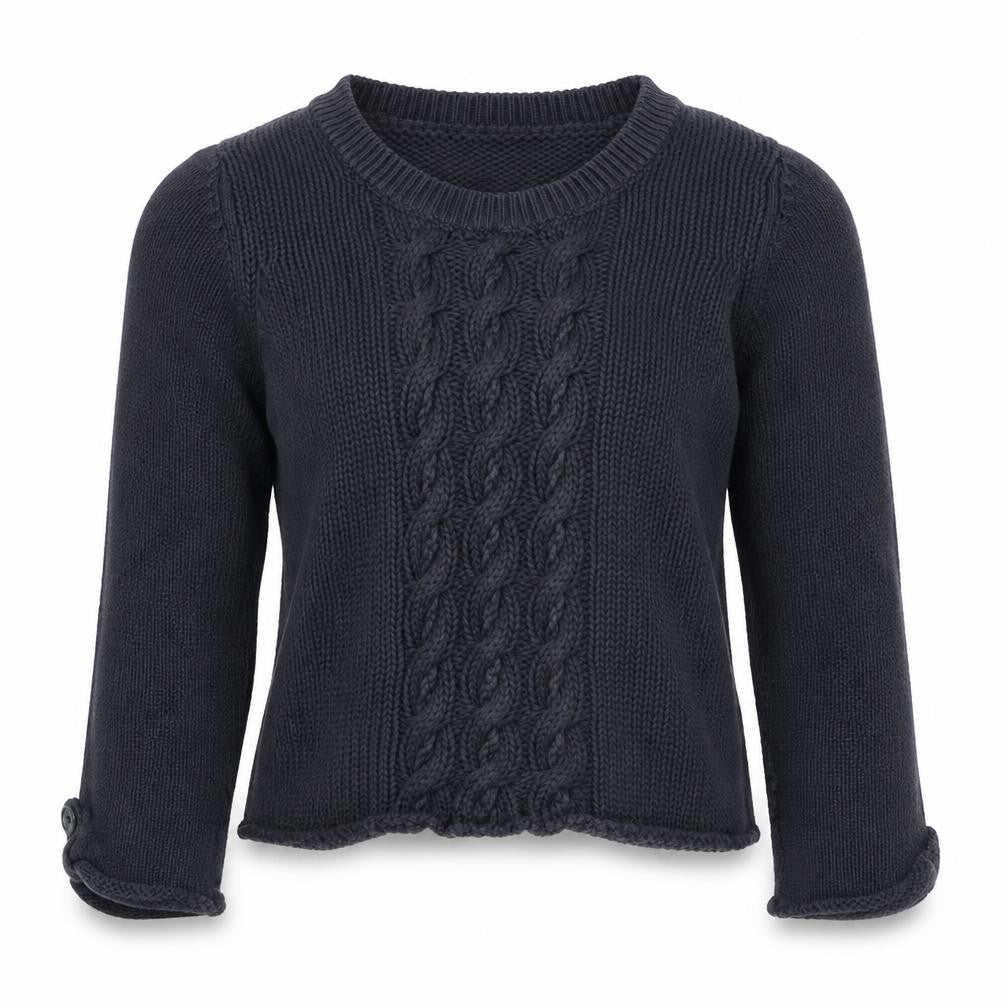 Fenn Wright Manson Women’s Black Petite 10 Cable Knit Cotton Jumper